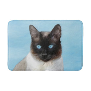 Siamese Cat Painting - Cute Original Cat Art Bath Mat