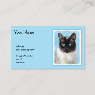 Siamese Cat Painting - Cute Original Cat Art Business Card