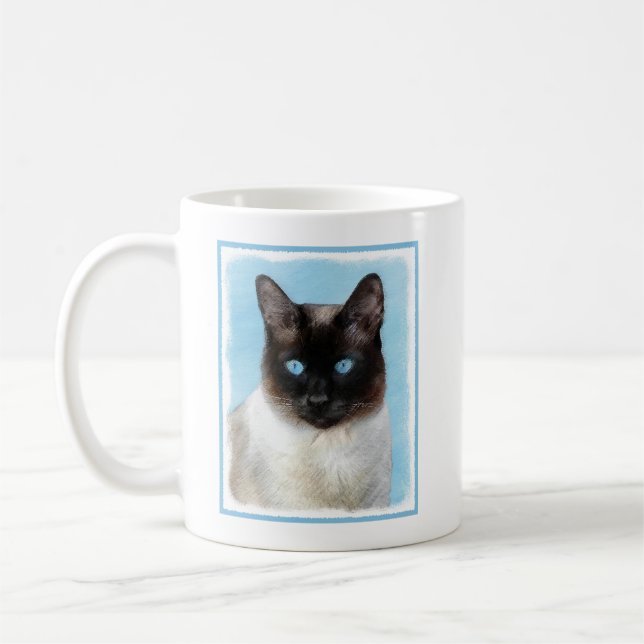 Siamese Cat Painting - Cute Original Cat Art Coffee Mug (Left)