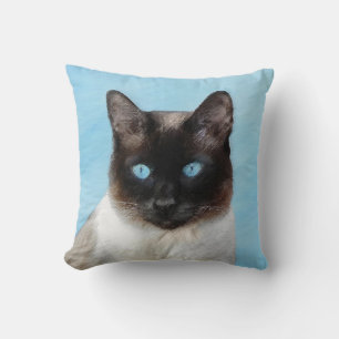 Siamese Cat Painting - Cute Original Cat Art Cushion