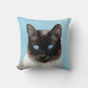 Siamese Cat Painting - Cute Original Cat Art Cushion