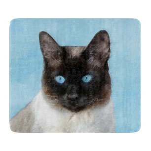 Siamese Cat Painting - Cute Original Cat Art Cutting Board
