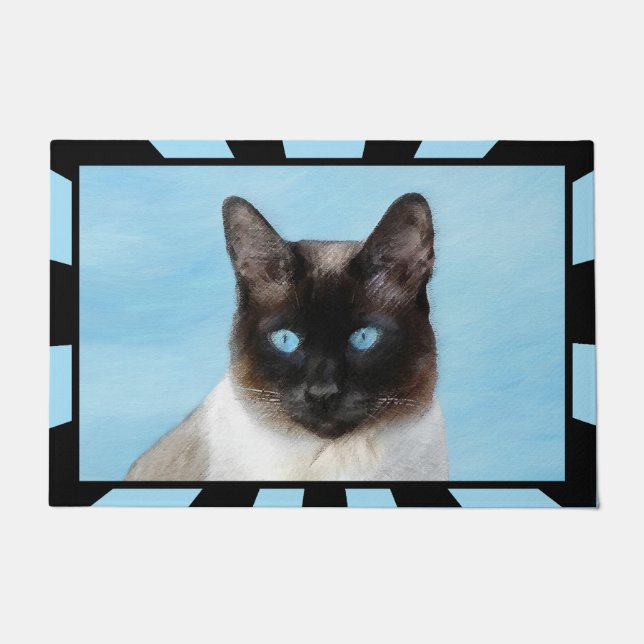 Siamese Cat Painting - Cute Original Cat Art Doormat (Front)