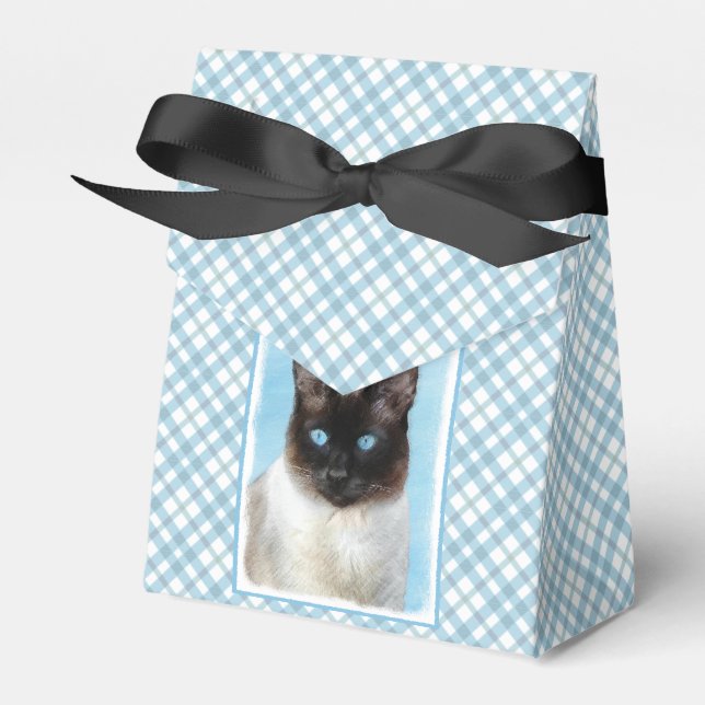 Siamese Cat Painting - Cute Original Cat Art Favour Box (Front Side)