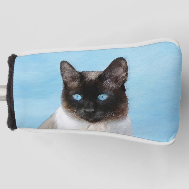 Siamese Cat Painting - Cute Original Cat Art Golf Head Cover (Front)