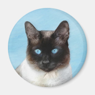 Siamese Cat Painting - Cute Original Cat Art Magnet