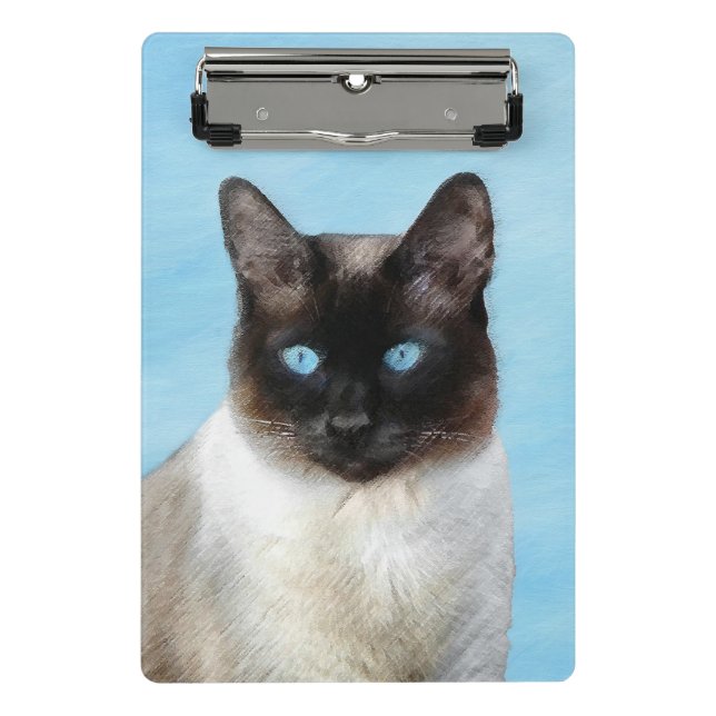 Siamese Cat Painting - Cute Original Cat Art Mini Clipboard (Front)
