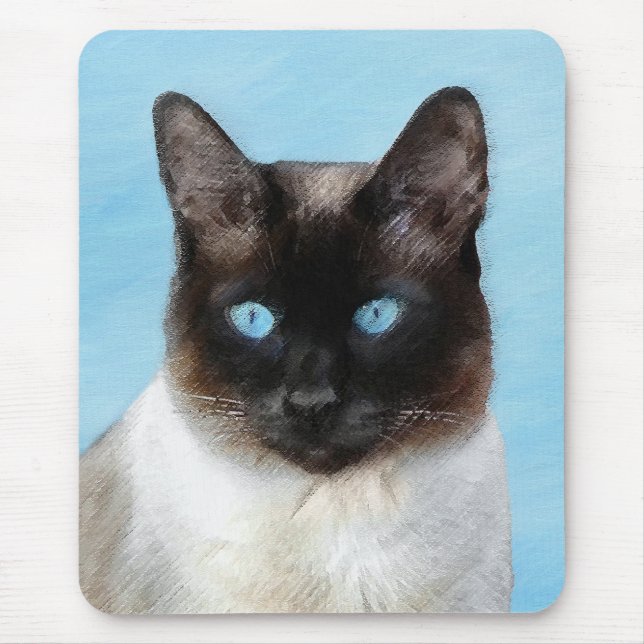 Siamese Cat Painting - Cute Original Cat Art Mouse Mat (Front)