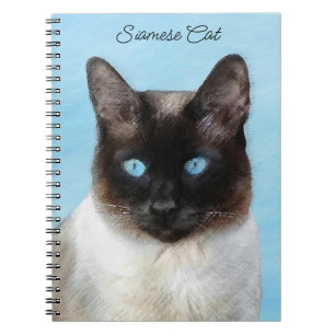 Siamese Cat Painting - Cute Original Cat Art Notebook
