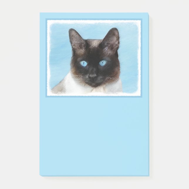 Siamese Cat Painting - Cute Original Cat Art Post-it Notes (Front)