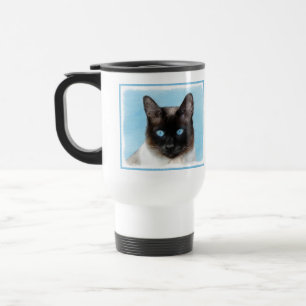 Siamese Cat Painting - Cute Original Cat Art Travel Mug