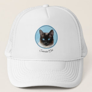 Siamese Cat Painting - Cute Original Cat Art Trucker Hat