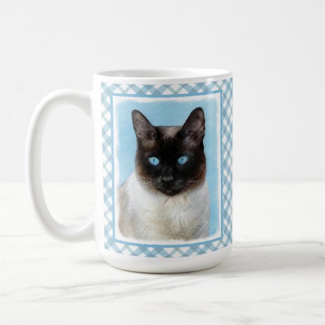 Siamese Cat Painting Original Animal Art Coffee Mug (Left)