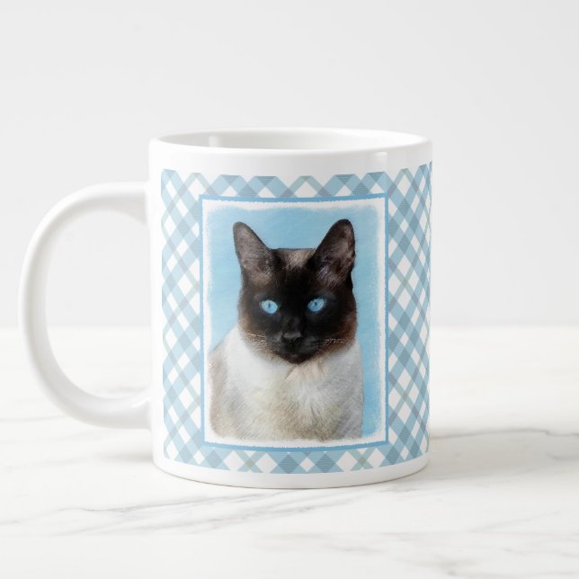 Siamese Cat Painting Original Animal Art Large Coffee Mug (Left)