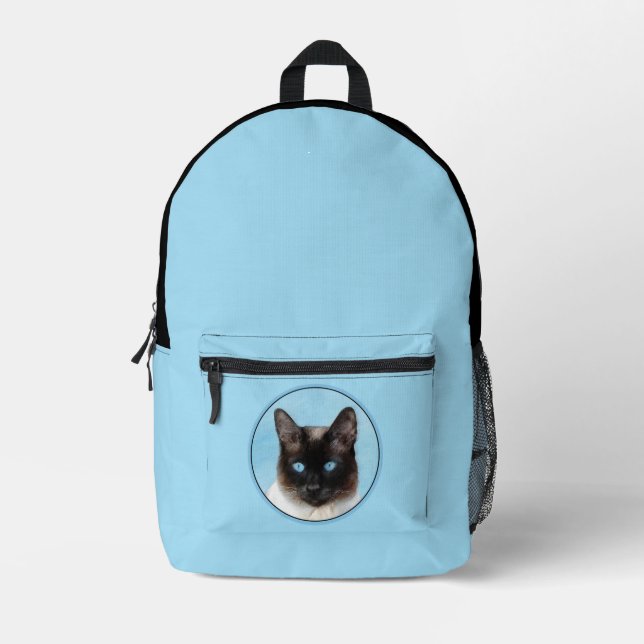 Siamese Cat Painting Original Animal Art Printed Backpack (Front)