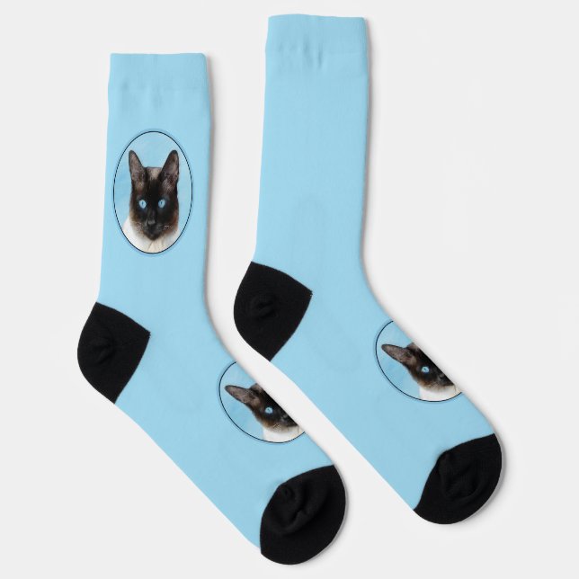 Siamese Cat Painting Original Animal Art Socks (Right)