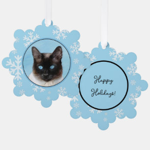 Siamese Cat Painting Original Animal Art Tree Decoration Card