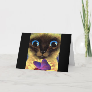Siamese Cat Painting With Butterfly - Multi Card