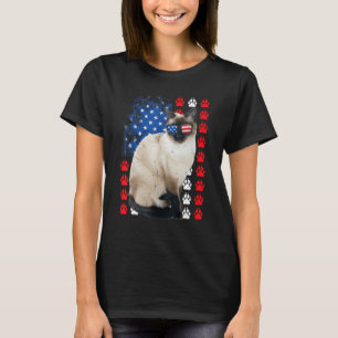 Siamese Cat Paws USA Flag Indepedence Day 4th Of J T-Shirt