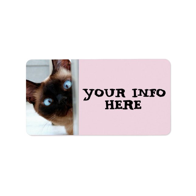 SIAMESE CAT PEEKING  RETURN ADDRESS LABELS (Front)