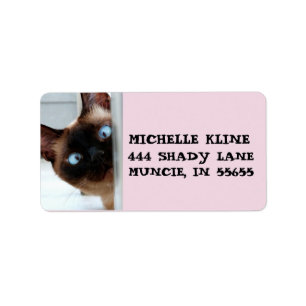 SIAMESE CAT PEEKING RETURN ADDRESS LABELS