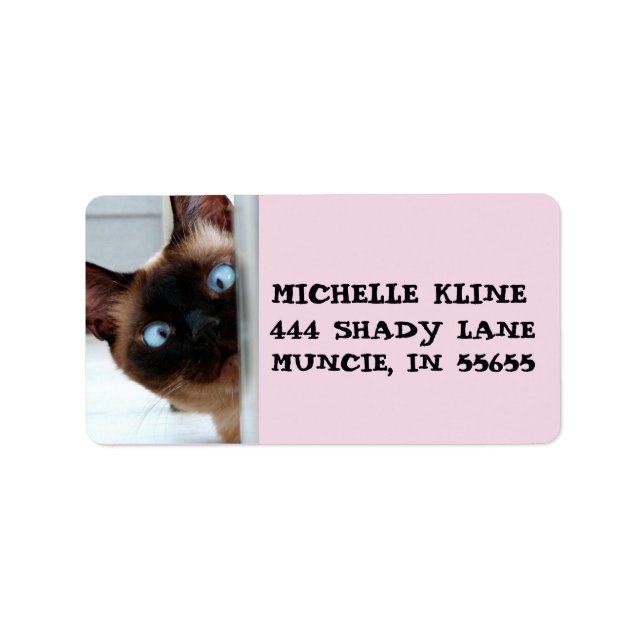 SIAMESE CAT PEEKING  RETURN ADDRESS LABELS (Front)