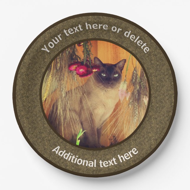 Siamese Cat Personalised Party  Paper Plate (Front)