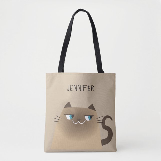Siamese Cat Personalised Tote Bag (Front)