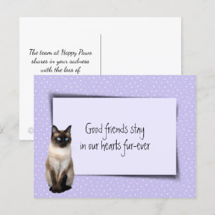 Siamese Cat Pet Loss From Veterinarian Postcard