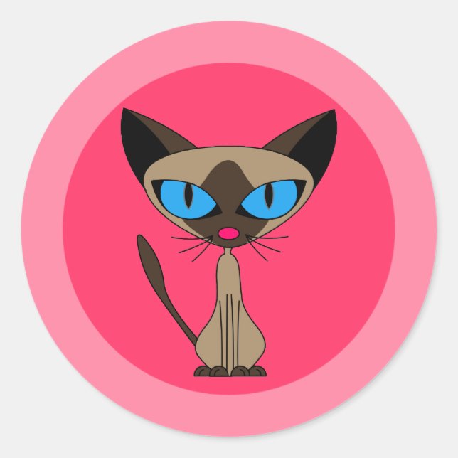 Siamese Cat, Pink Stickers (Front)