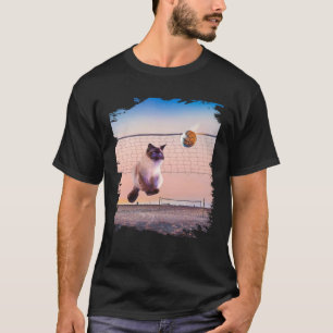 Siamese Cat Playing Beach Volleyball T-Shirt