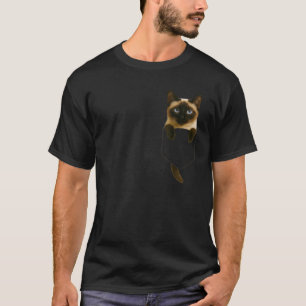 Siamese Cat Pocket Funny Gifts Cat Mom Cat Dad Cat T-Shirt