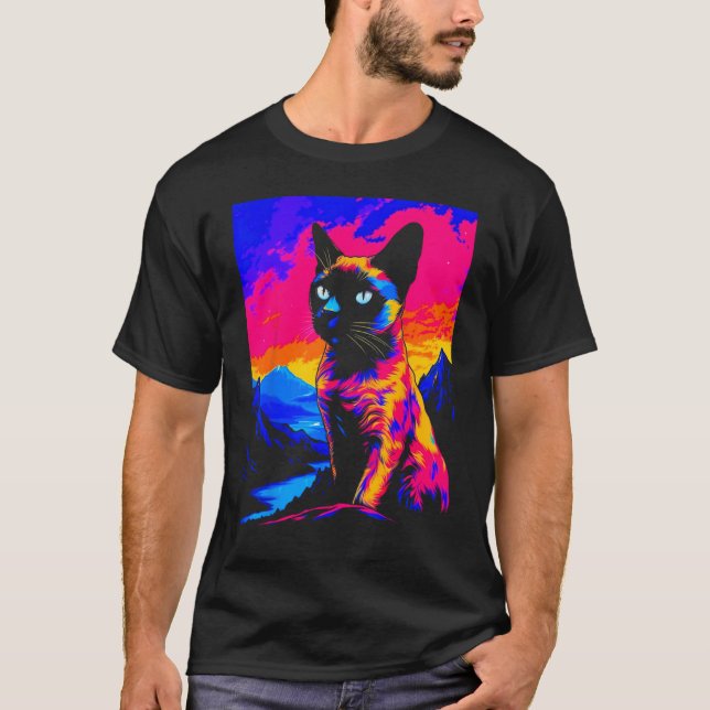 Siamese Cat Pop Art T-Shirt (Front)