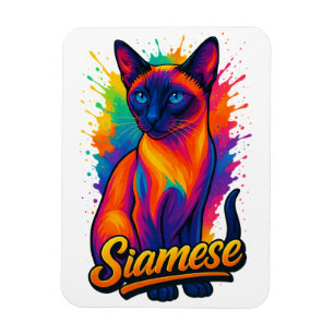 Siamese Cat Pop Art – Vibrant Neon Street Style Magnet