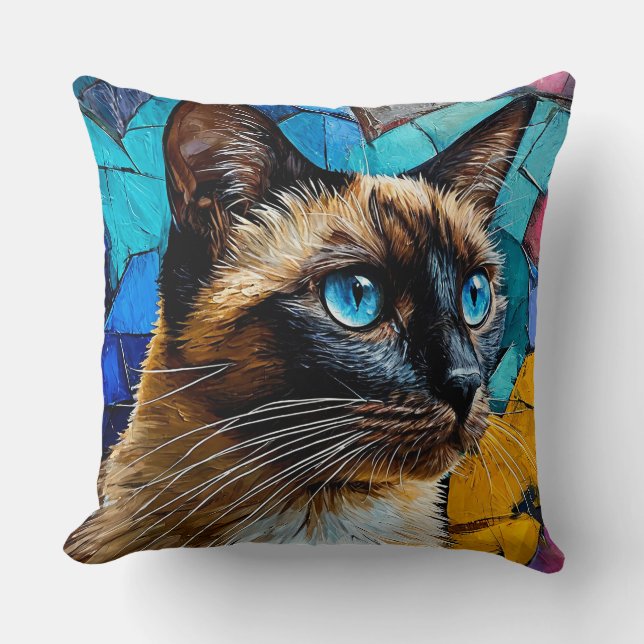 Siamese Cat Portrait Cushion (Front)