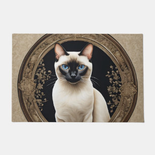 Siamese Cat Portrait Elegant Doormat