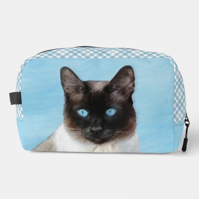 Siamese Cat Portrait Painting Cute Original Art Dopp Kit (Front)