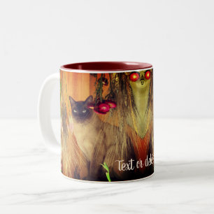 Siamese Cat Posing Personalised Two-Tone Coffee Mug