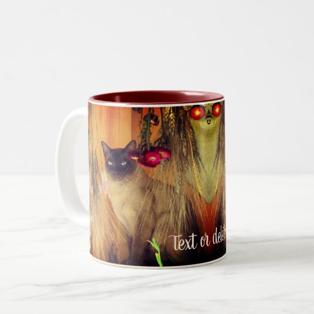 Siamese Cat Posing Personalised Two-Tone Coffee Mug (Front Left)