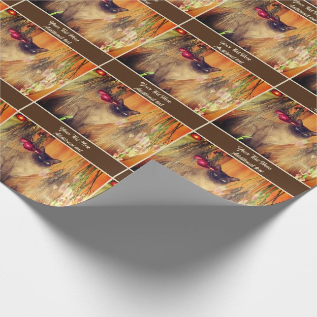 Siamese Cat Posing Personalised Wrapping Paper (Corner)