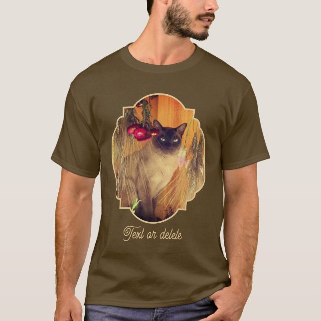 Siamese Cat Posing With Flowers Personalized T-Shirt (Front)