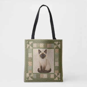 Siamese Cat Quilt Personalise Tote Bag
