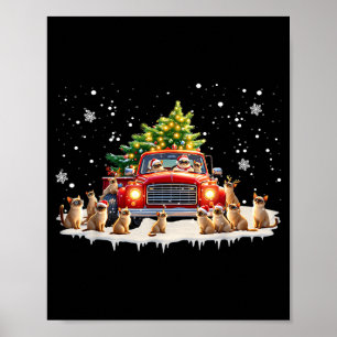 Siamese Cat Red Truck Christmas Tree Santa Ugly Xm Poster