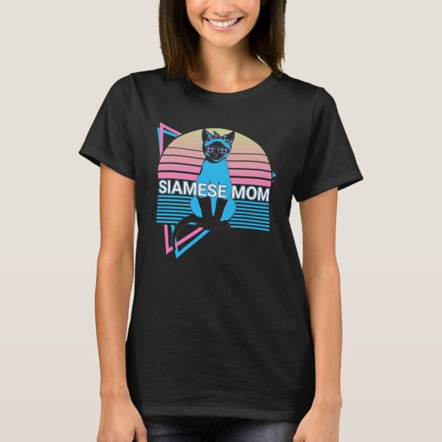 Siamese Cat Retro Siamese Mum T-Shirt (Front)