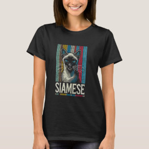 Siamese Cat Retro Stripes Cool Feline T-Shirt