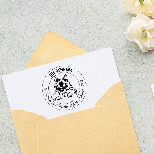 Siamese Cat Return Address  Rubber Stamp (Creator Uploaded)