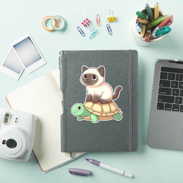 Siamese cat rides turtle Copy (iPad Cover)