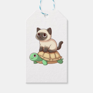 Siamese cat rides turtle Copy Gift Tags