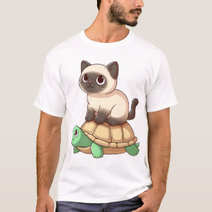 Siamese cat rides turtle Copy T-Shirt