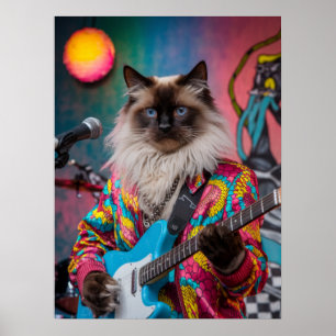 Siamese Cat Rocker Poster